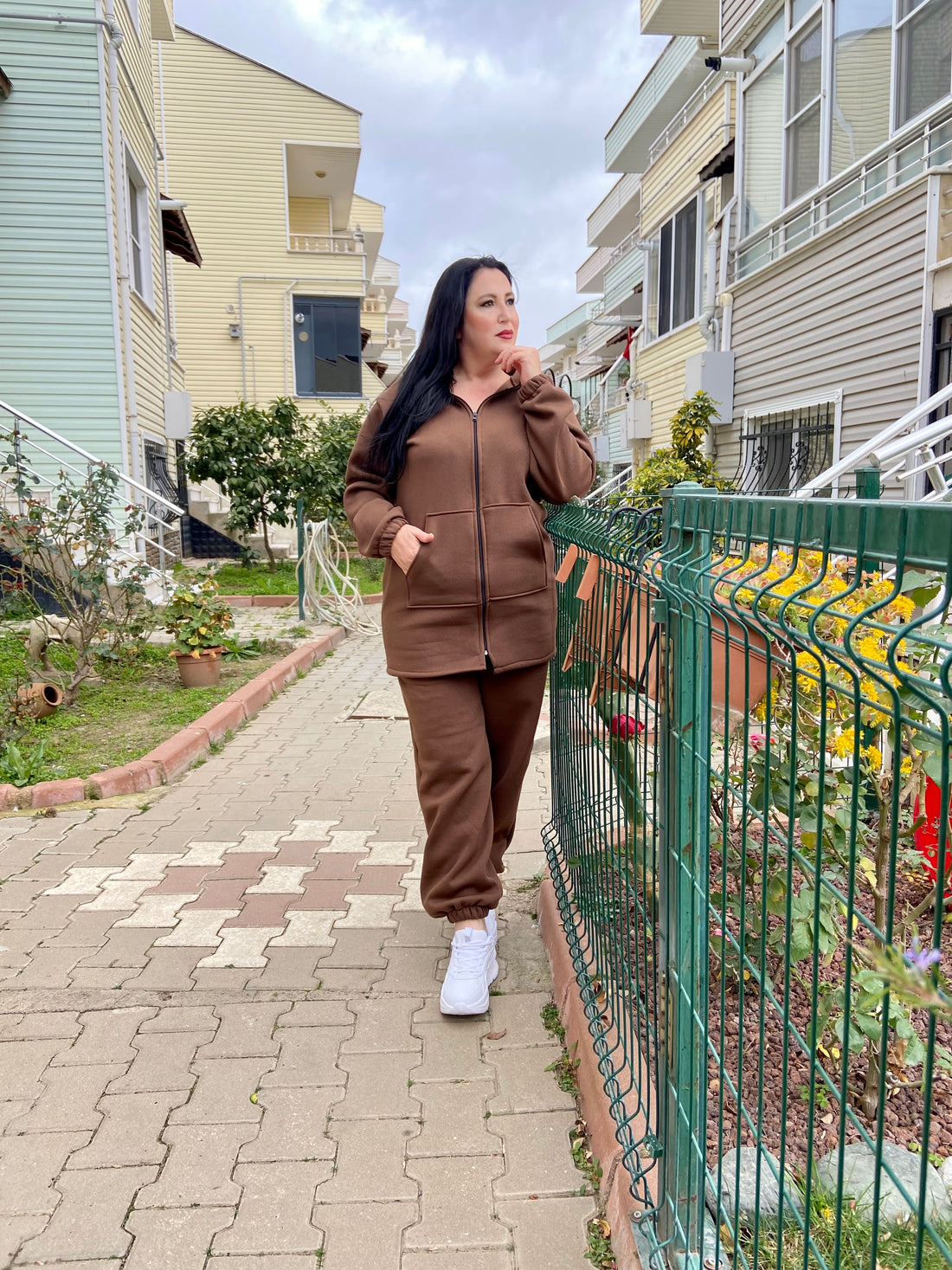 Üç İplik Penye Kahve Eşofman Takımı