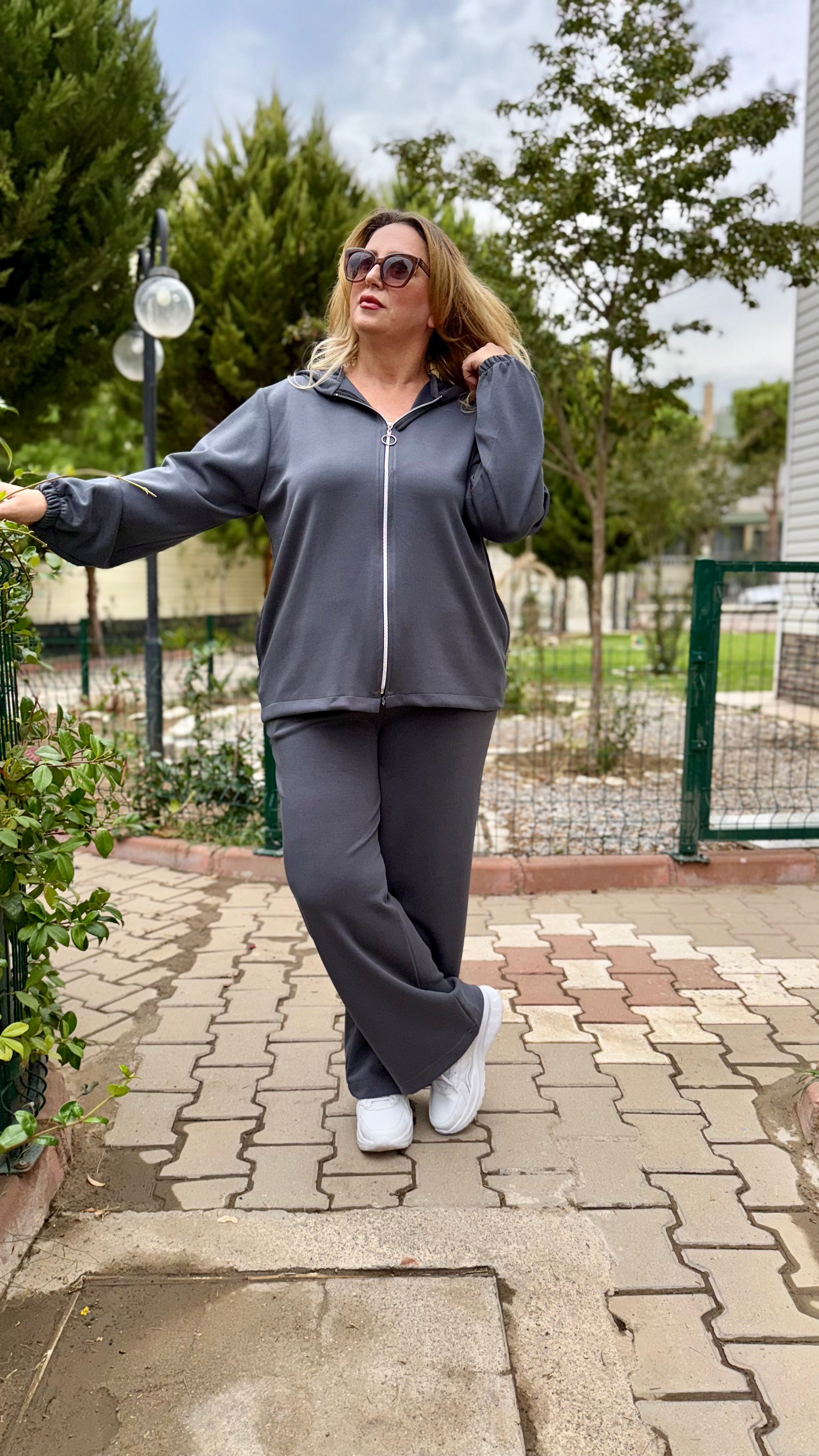 Kadın Oysho Kumaş Gri Eşofman Takımı