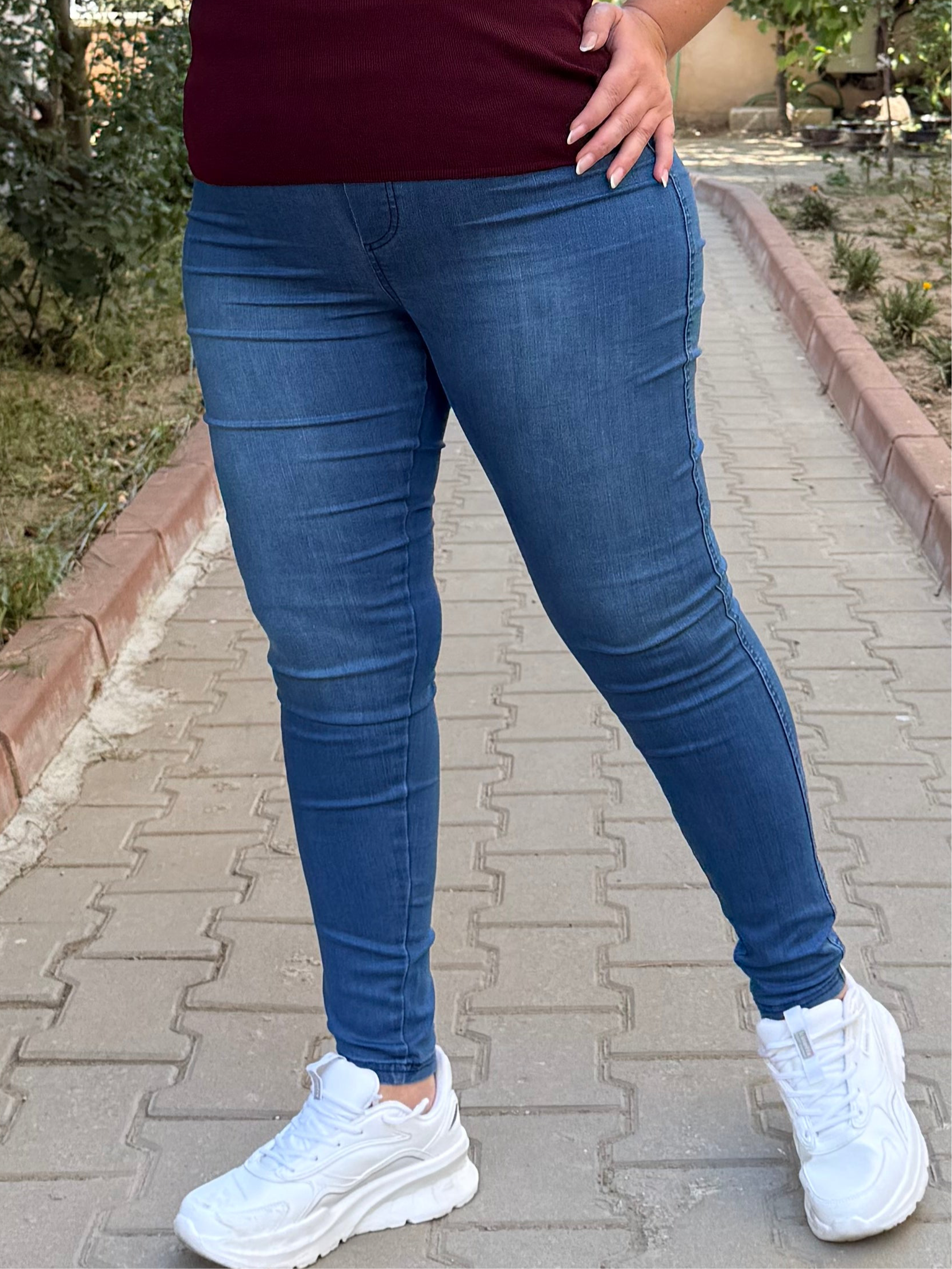 Streç Mavi Kot Pantolon