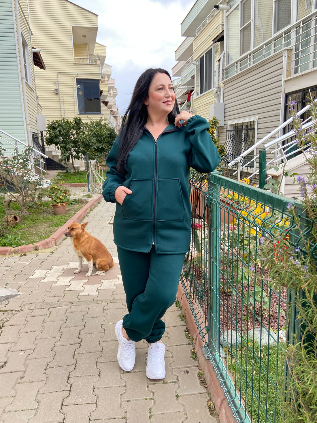 Üç İplik Penye Yeşil Eşofman Takımı