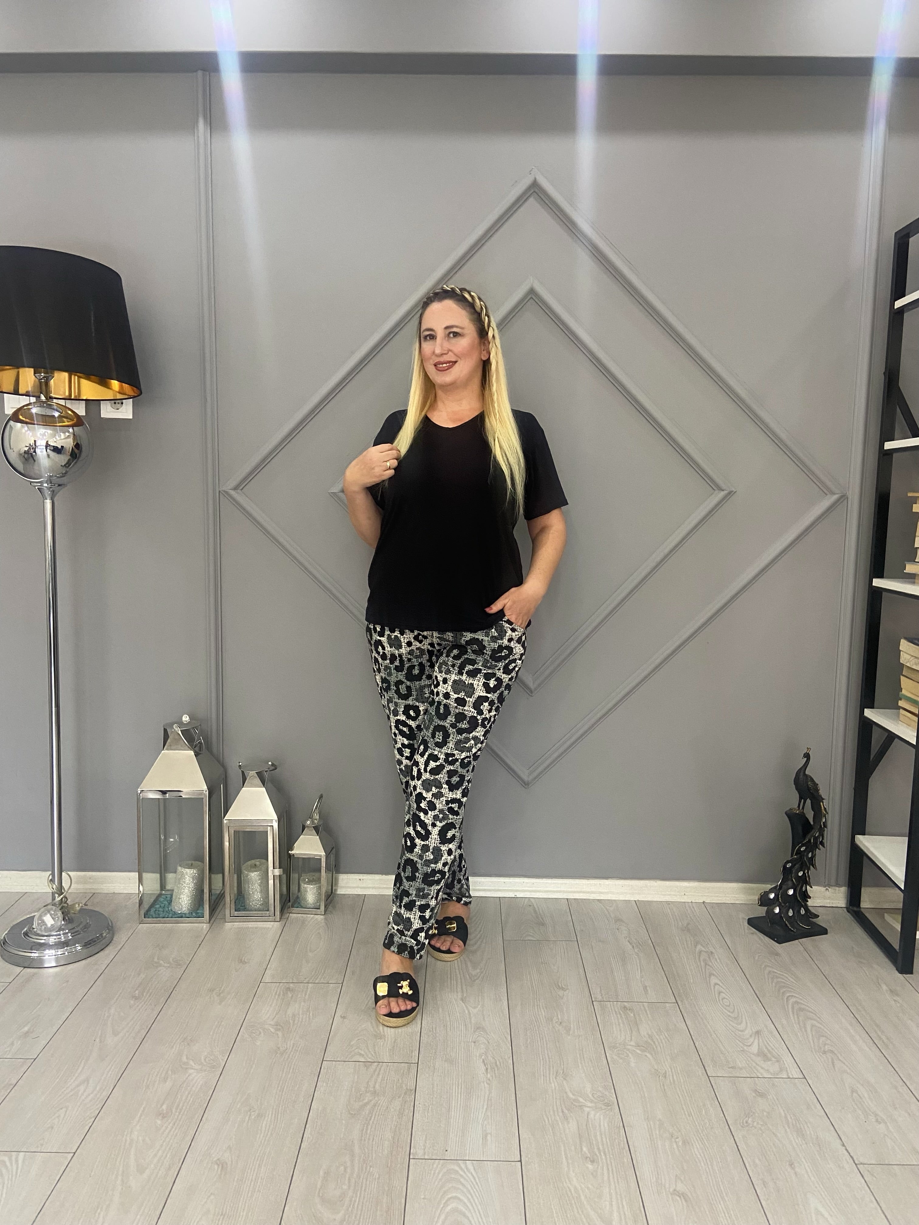 Büyük Beden Desenli Pijama Takım