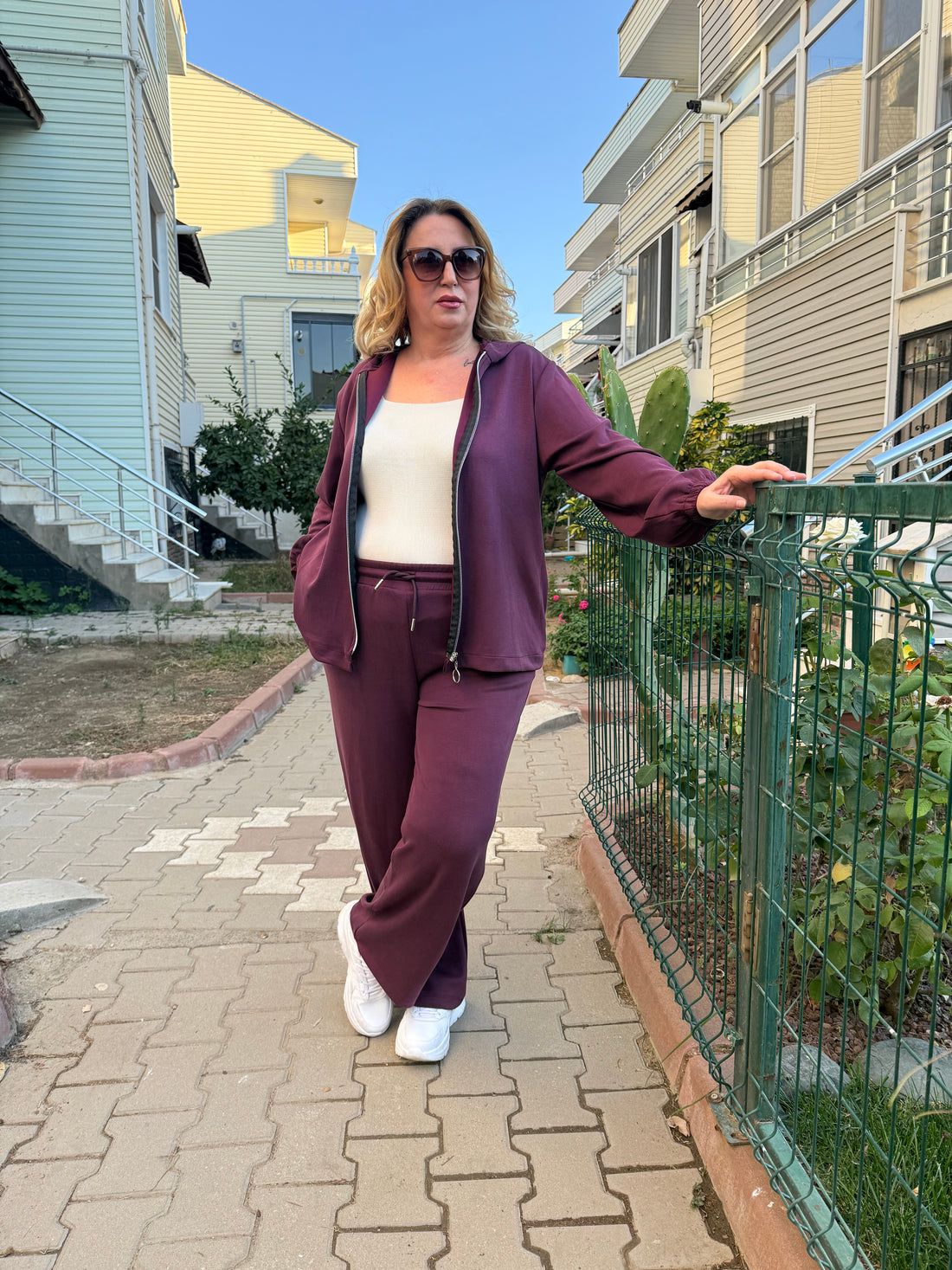 Kadın Oysho Kumaş Bordo Eşofman Takımı