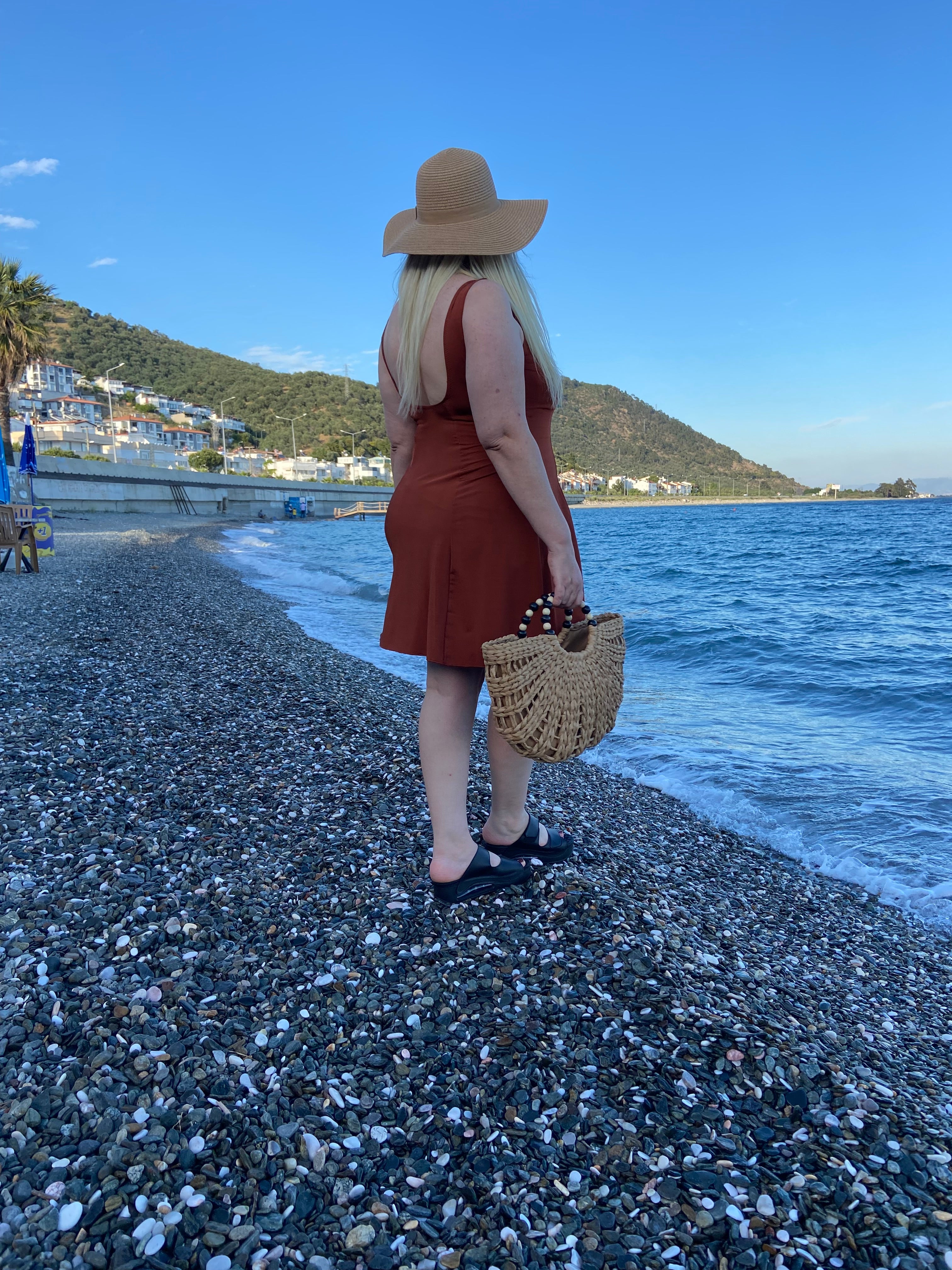 Tarçın Renk Alt Slip Toparlayıcı Büyük Beden Elbise Mayo