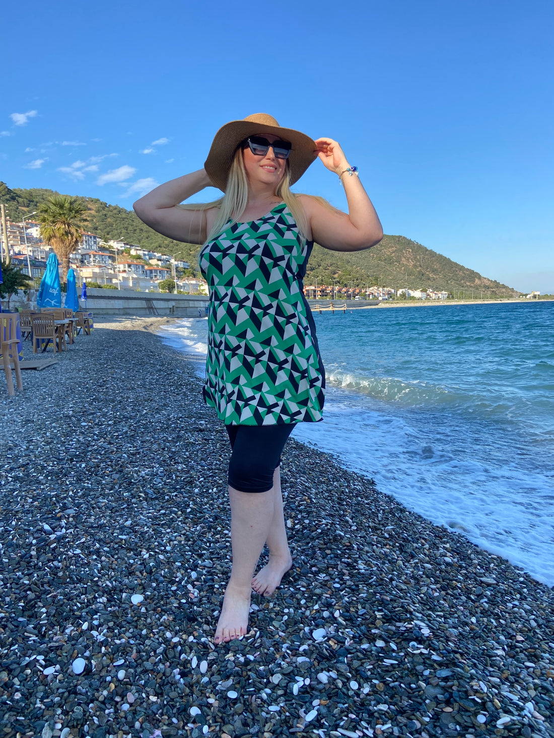 Yeşil Desnli Taytlı Mayo Takım