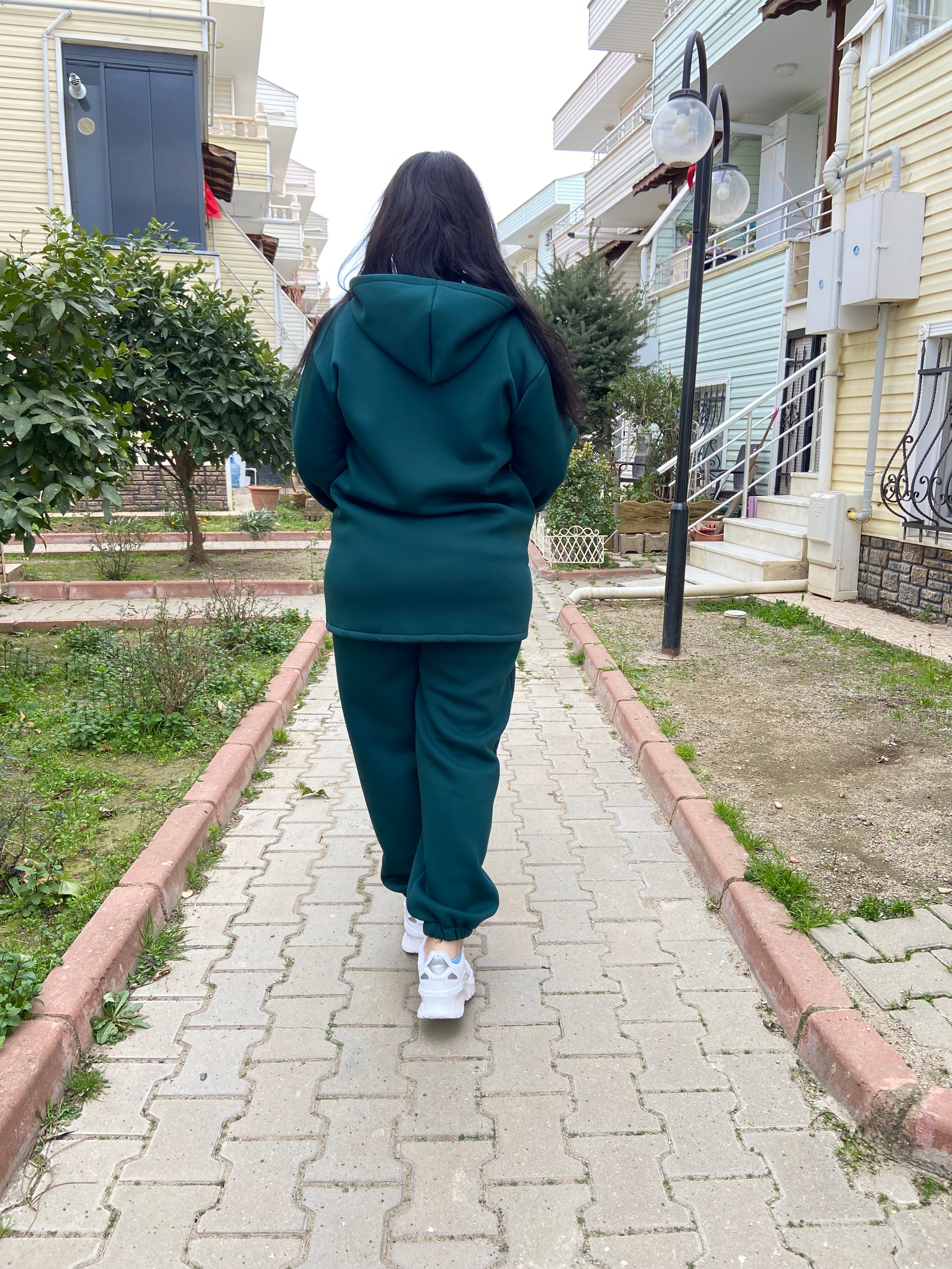 Üç İplik Penye Yeşil Eşofman Takımı