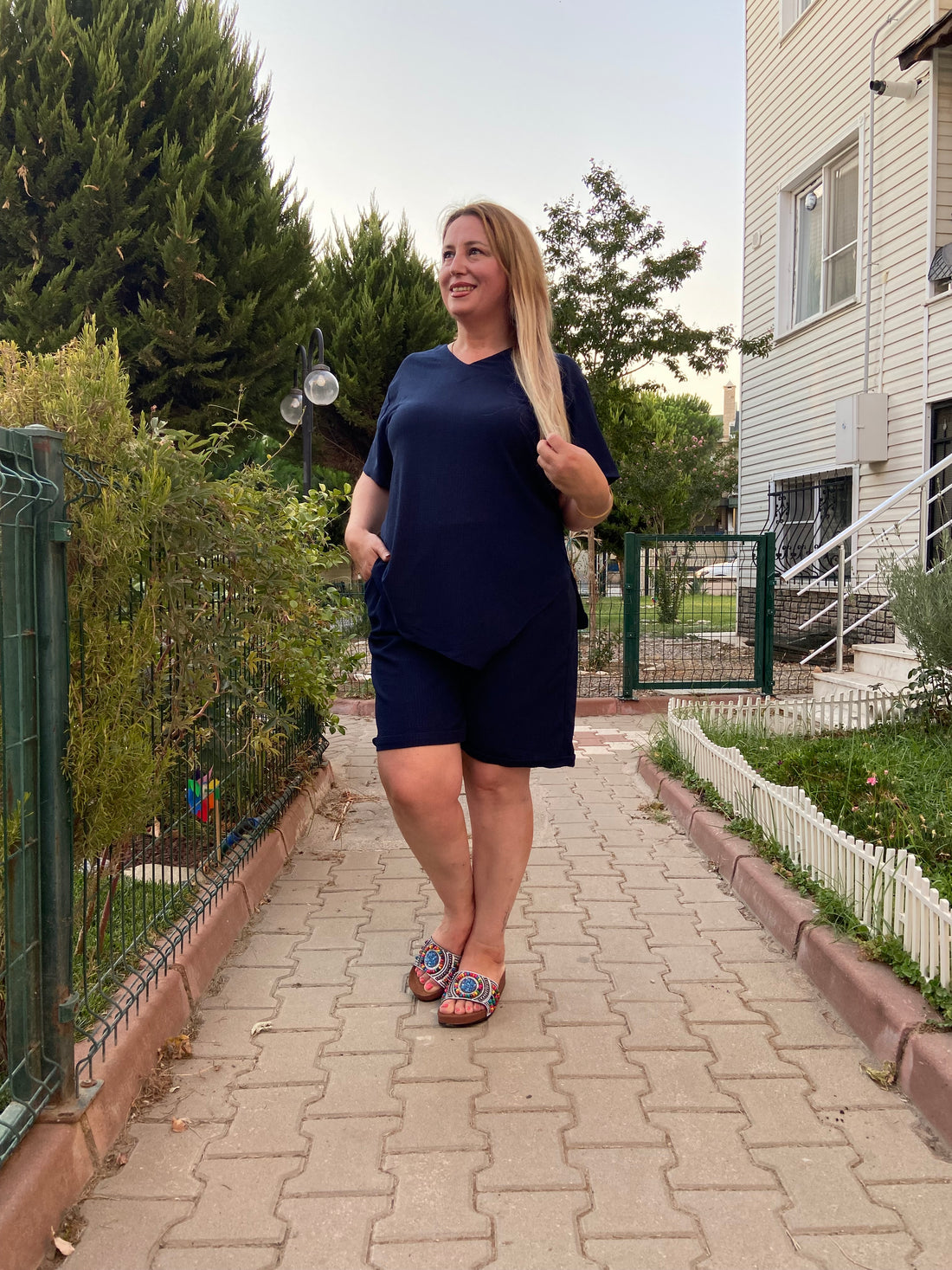 Lacivert Cepli Şortlu Takım