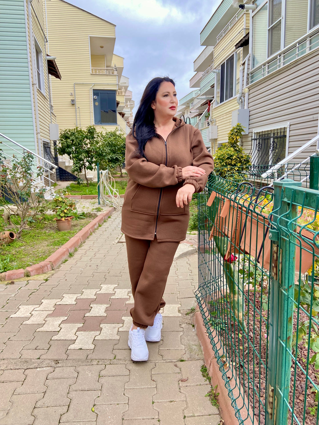 Üç İplik Penye Kahve Eşofman Takımı