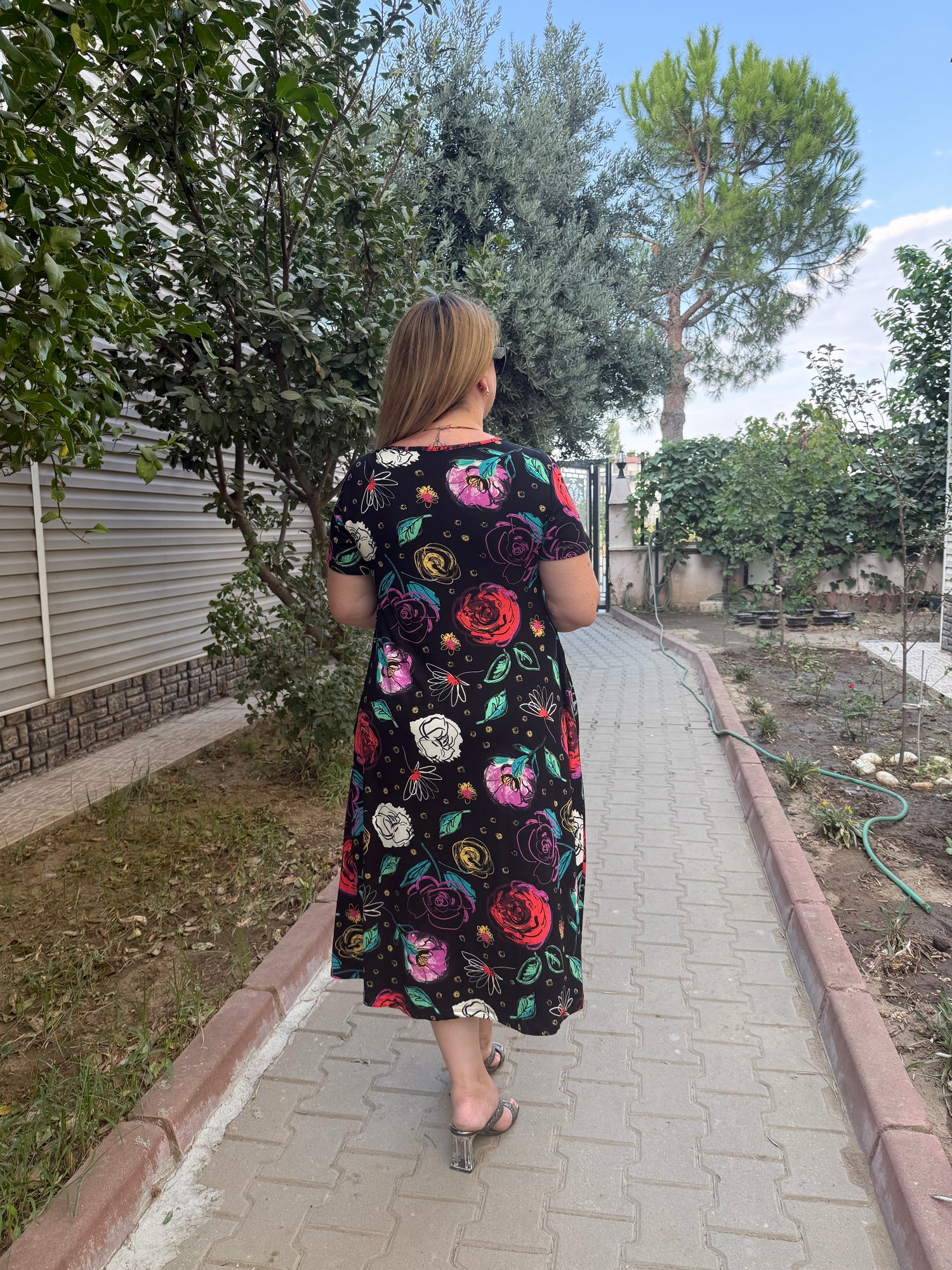 Çiçek Desenli Penye Elbise