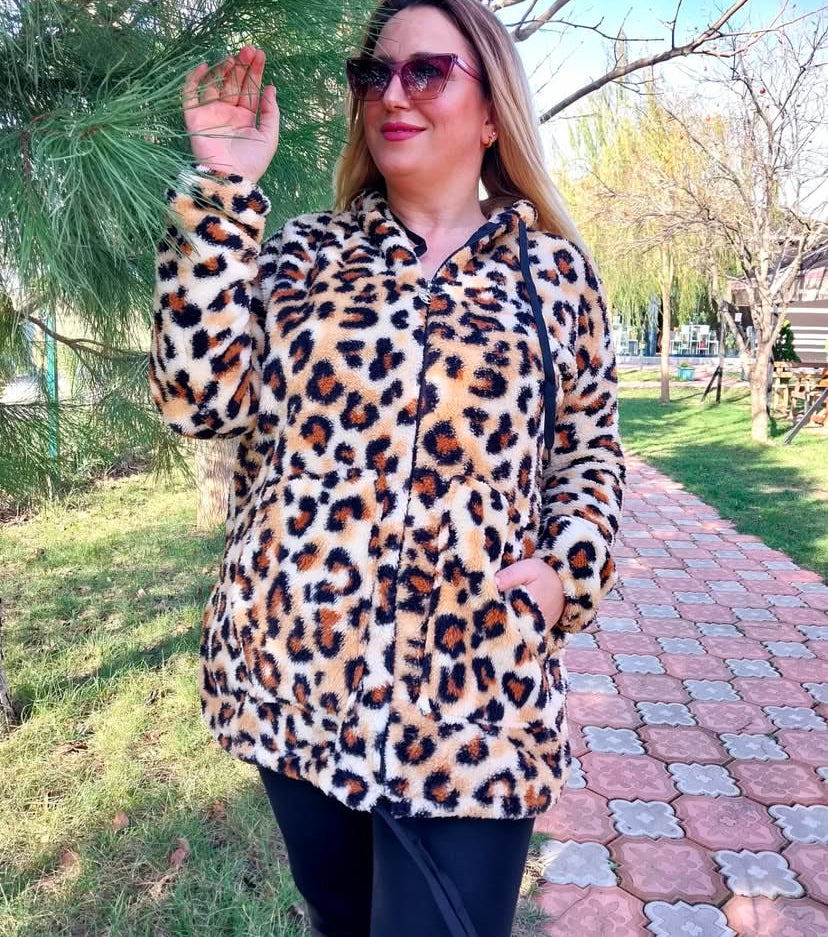 Leopar Peluş Ceket