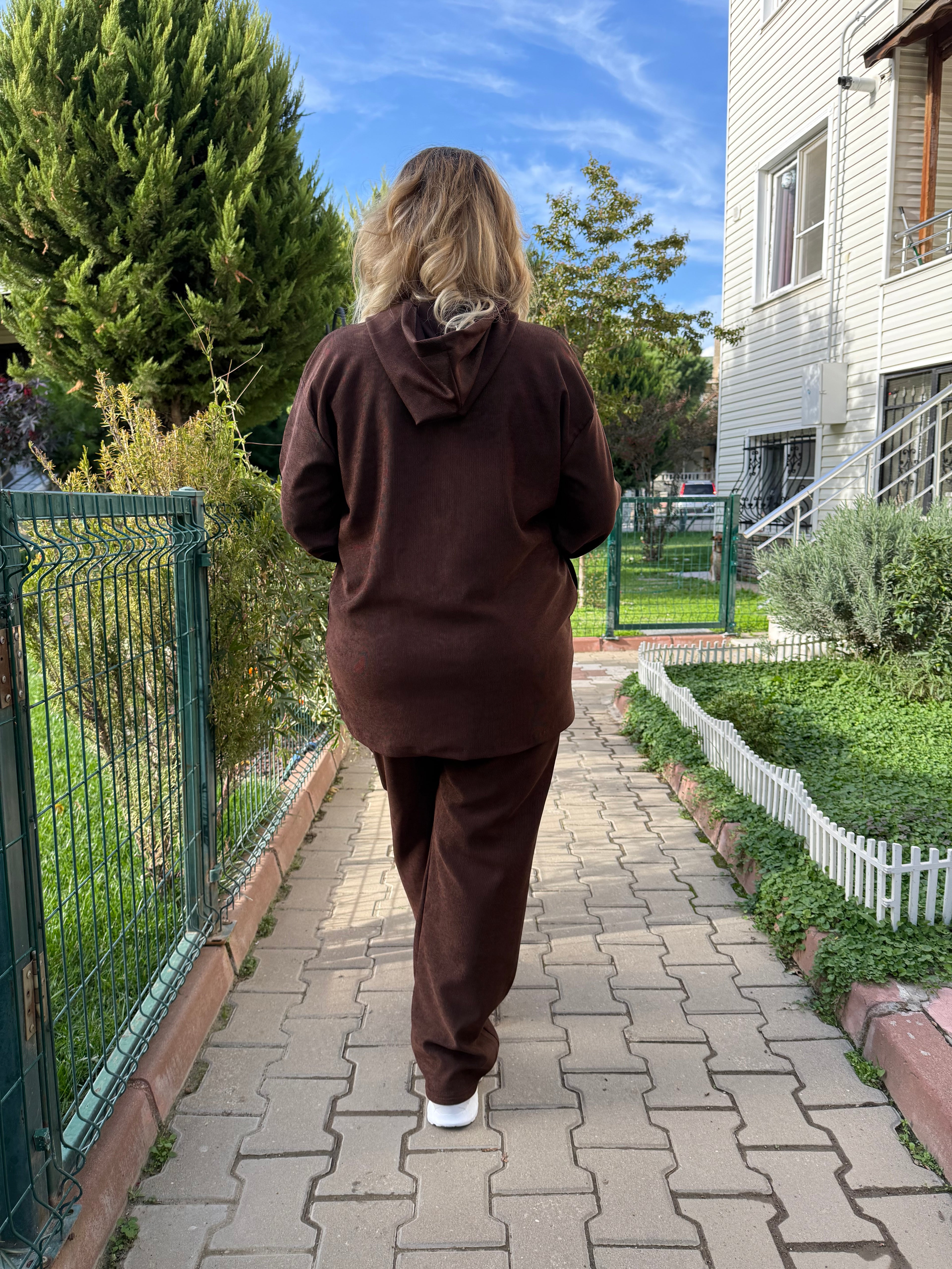 Kadın Fitilli Kahve Eşofman Takımı