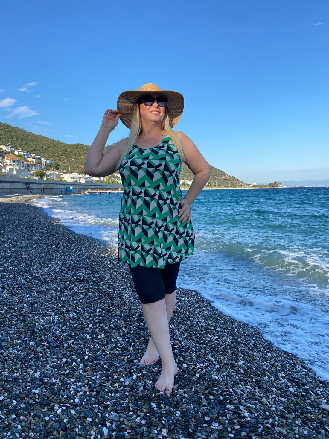 Yeşil Desnli Taytlı Mayo Takım