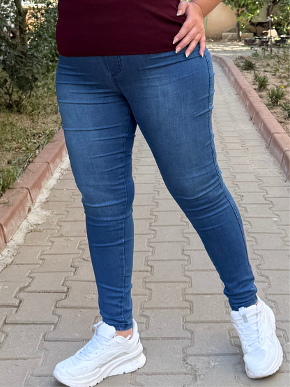 Streç Mavi Kot Pantolon