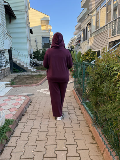 Kadın Oysho Kumaş Bordo Eşofman Takımı