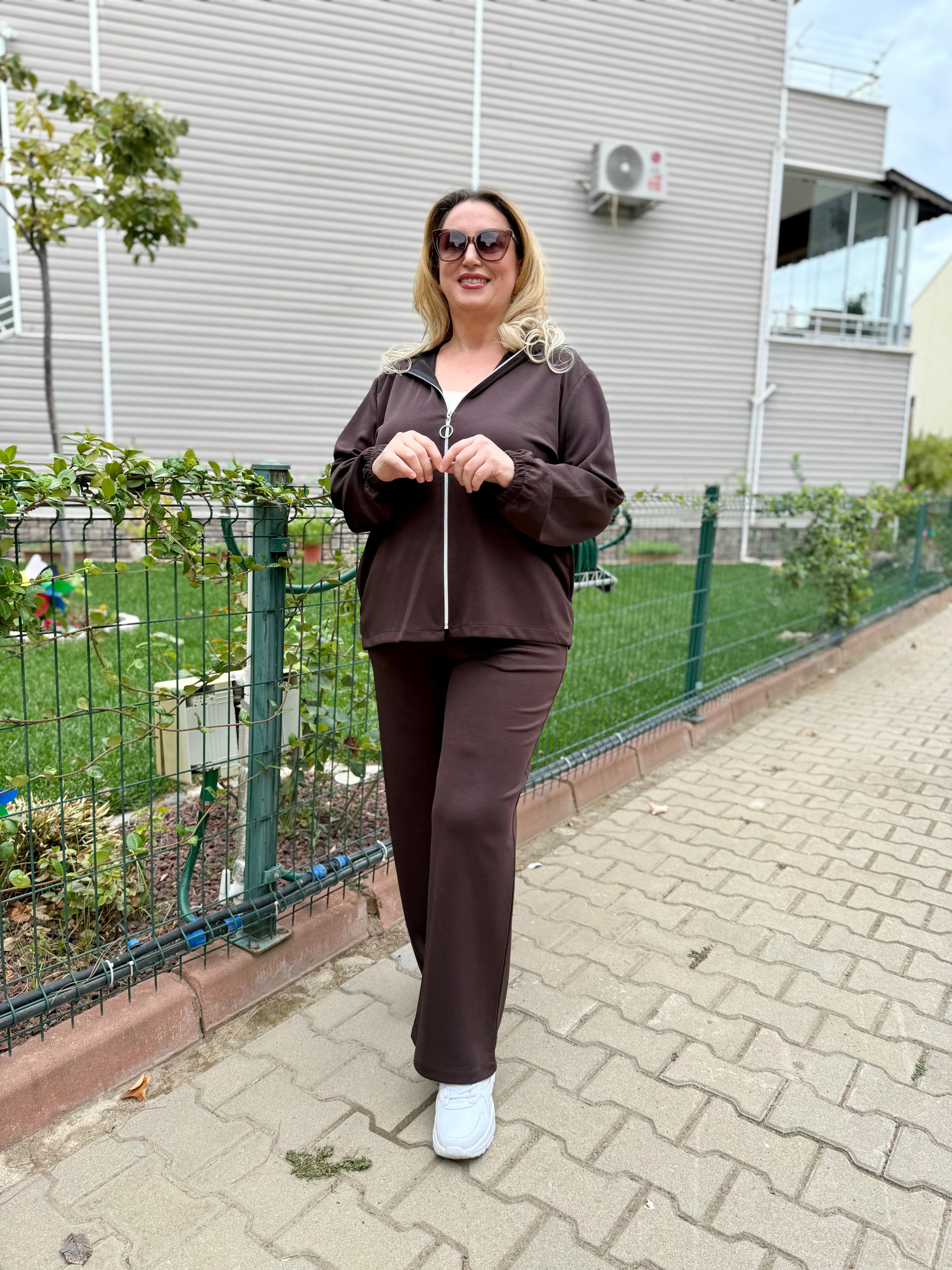 Kadın Oysho Kumaş Kahve Eşofman Takımı