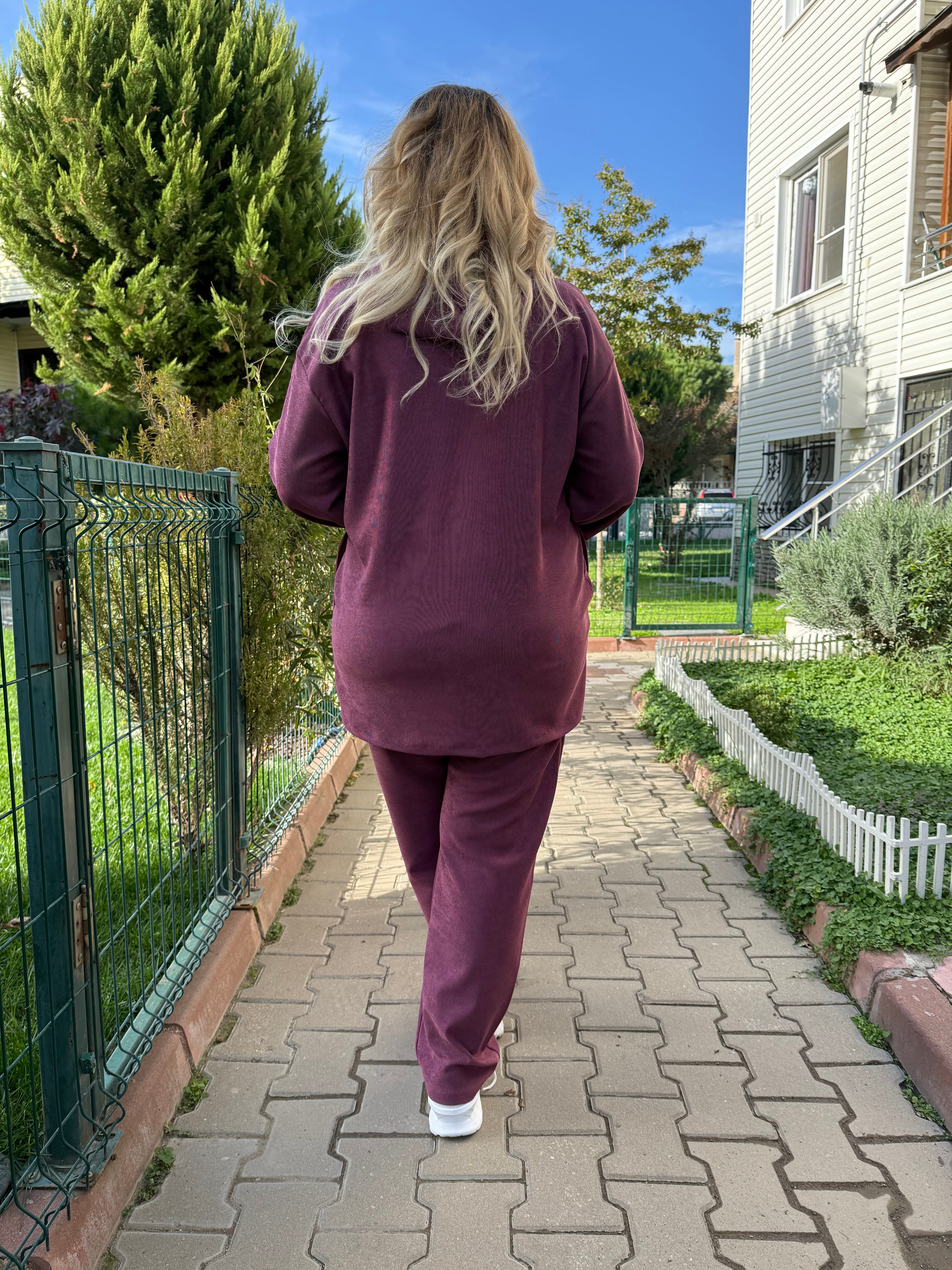 Kadın Fitilli Bordo Eşofman Takımı