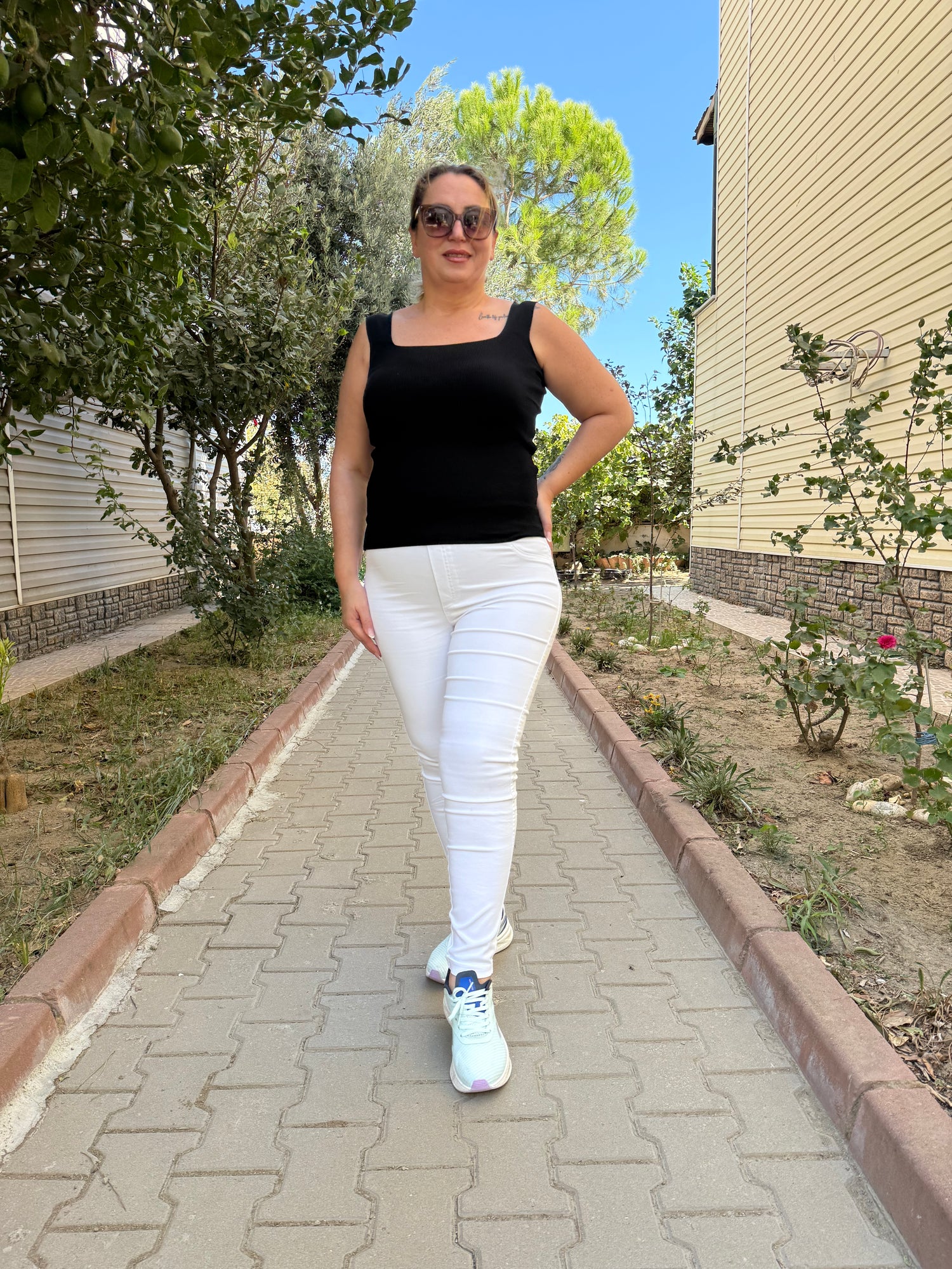 Streç Beyaz Kot Pantolon