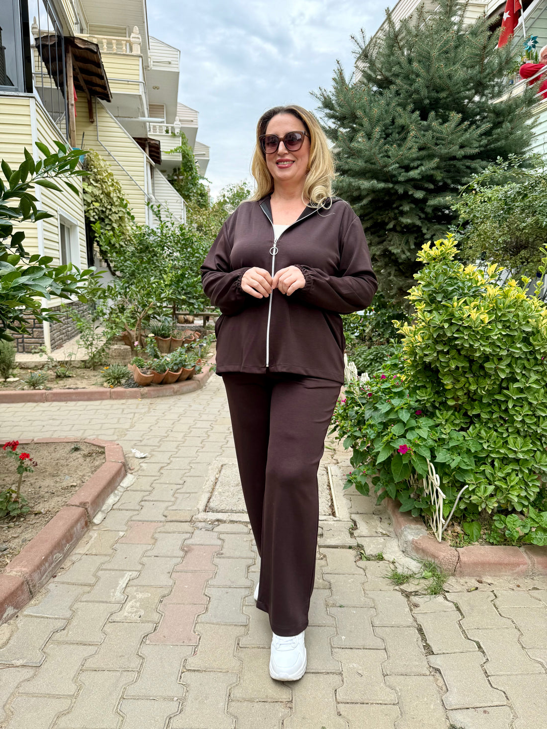 Kadın Oysho Kumaş Kahve Eşofman Takımı