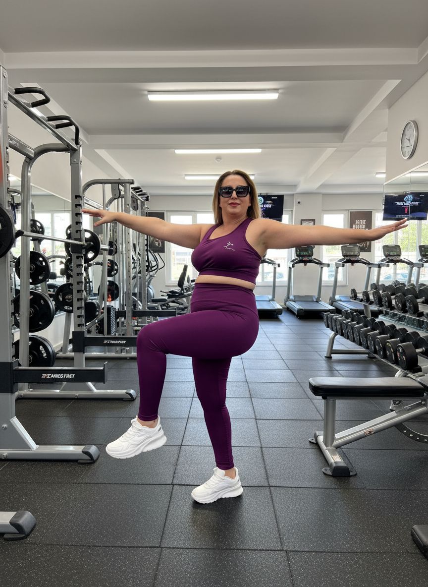 Büyük Beden Spor Mor Tayt Takım