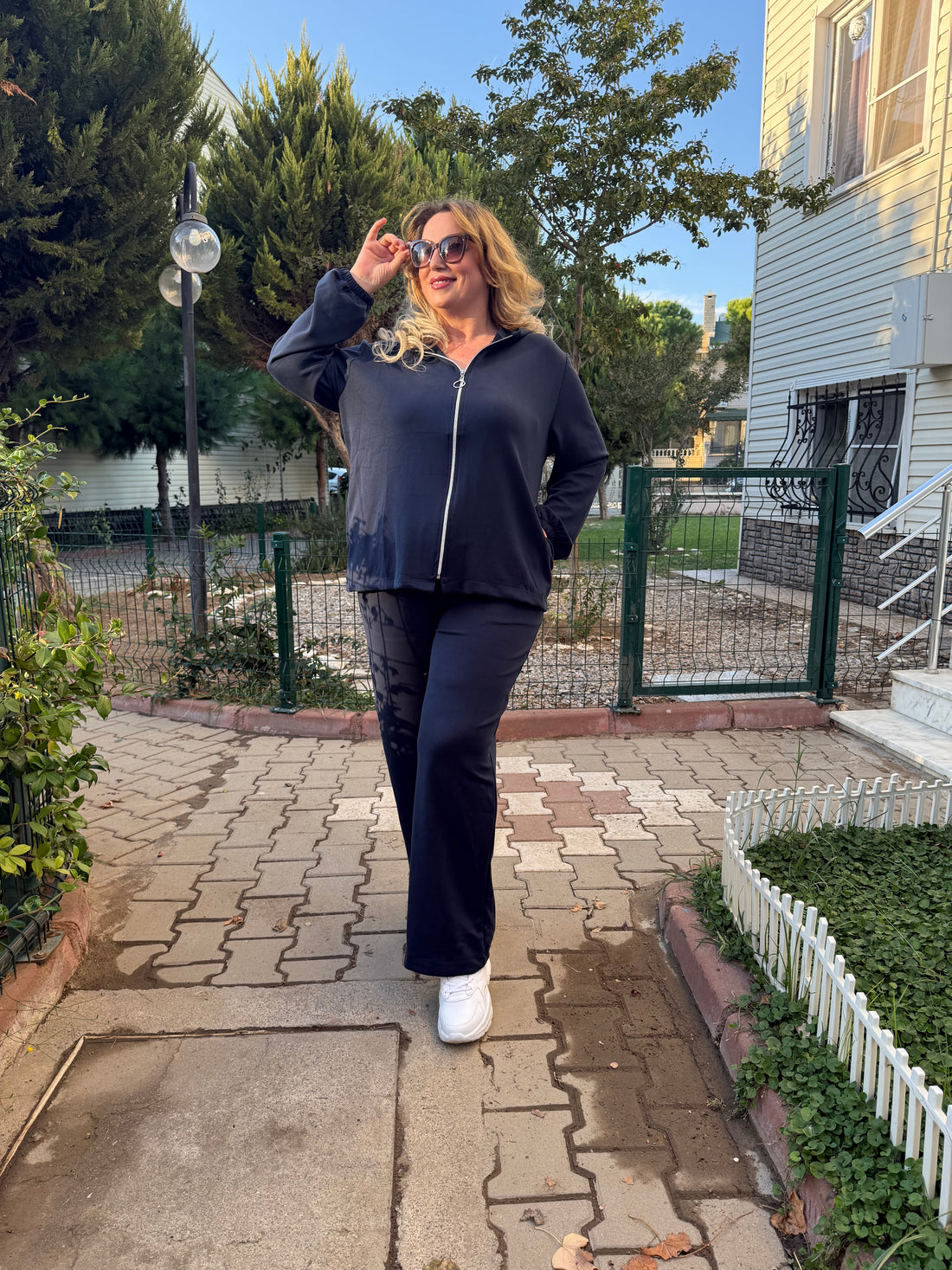 Kadın Oysho Kumaş Lacivert Eşofman Takımı