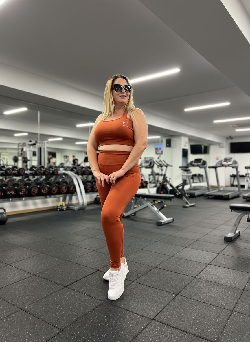 Büyük Beden Spor Terracotta Tayt Takım