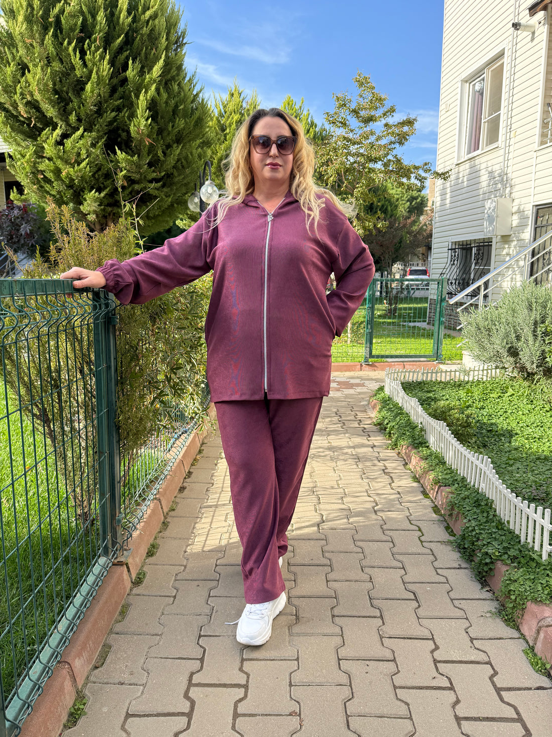 Kadın Fitilli Bordo Eşofman Takımı