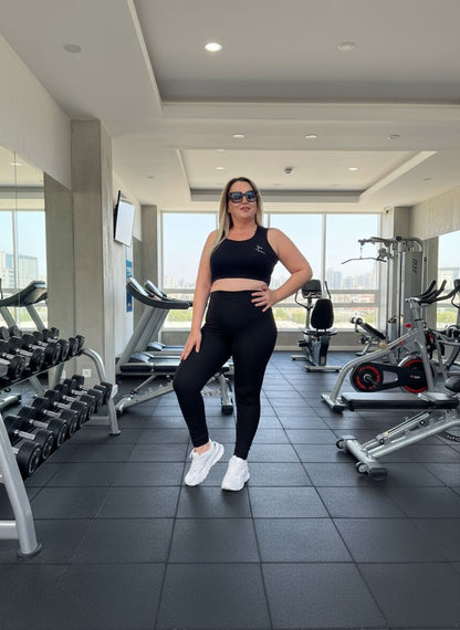 Büyük Beden Spor Siyah Tayt Takım