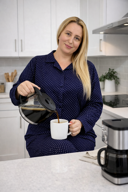 Lacivert Puantiye Desenli Pijama Takımı