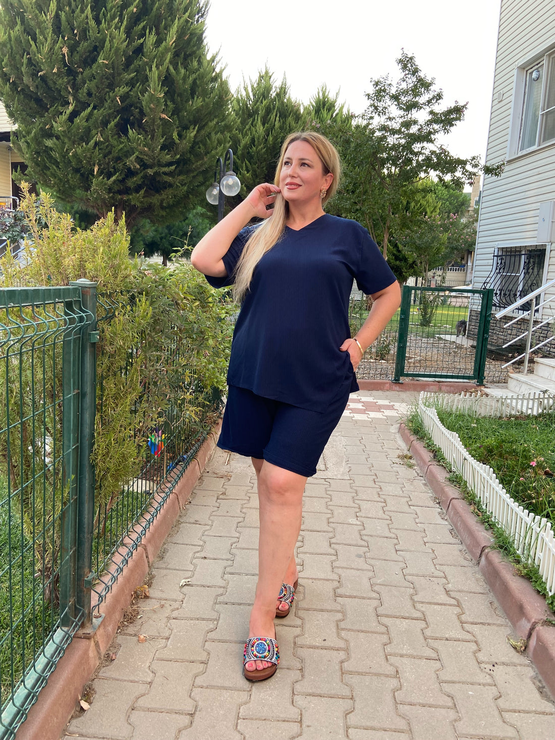 Lacivert Cepli Şortlu Takım