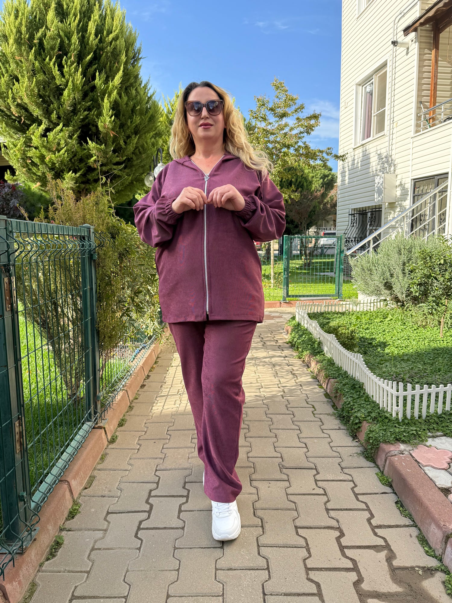 Kadın Fitilli Bordo Eşofman Takımı