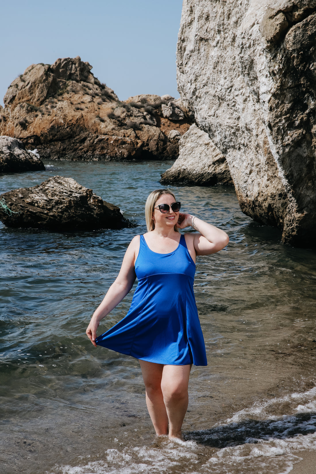 MAVİ ELBİSE MAYO ALT SLİP